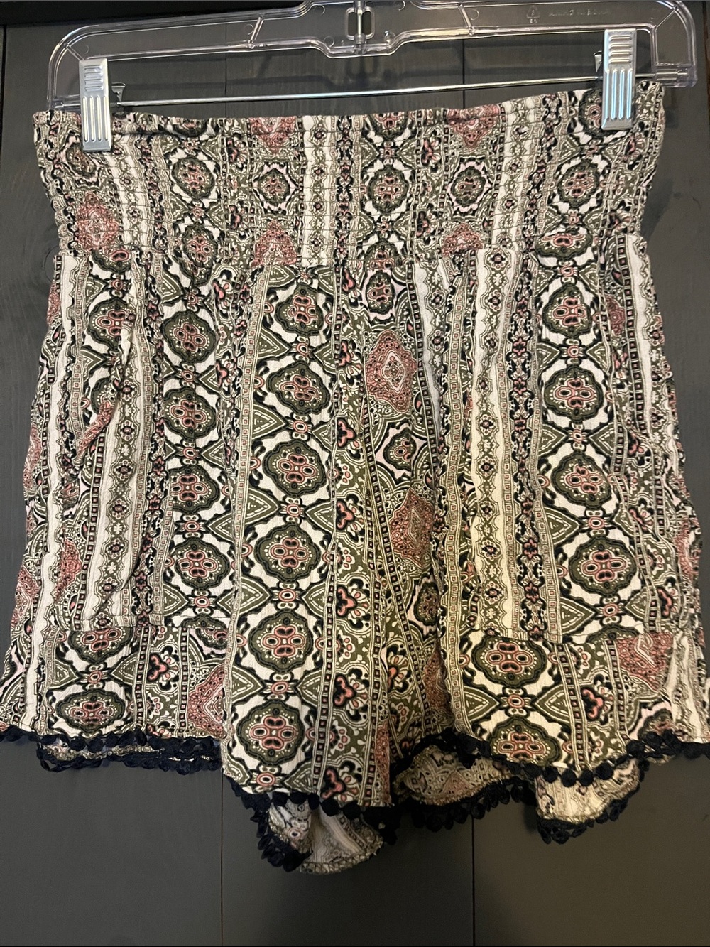 Three Dots High-Waist Printed Shorts — Black, Cream & Pink